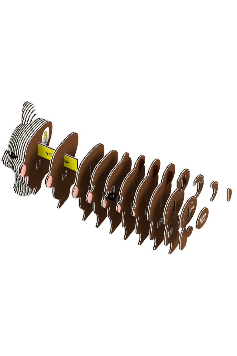 Bear 3D Puzzle, Alternate, color, No Color