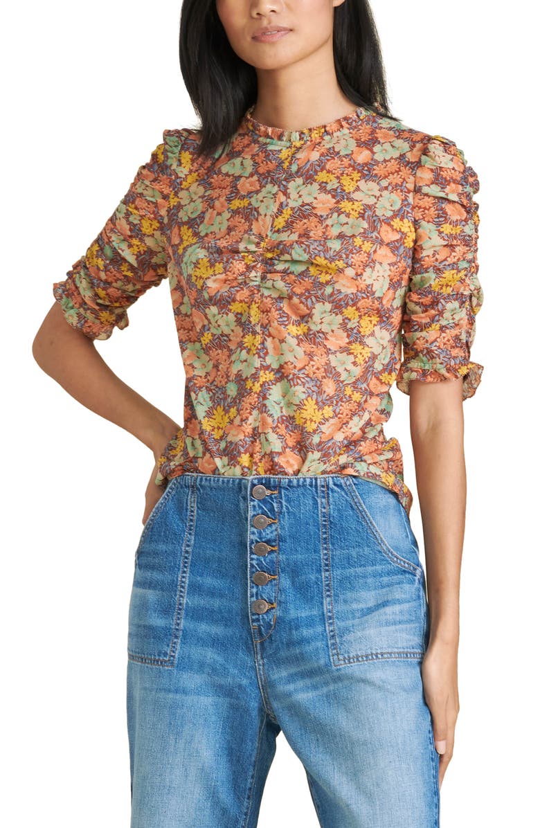 Veronica Beard Natuka Floral Print Blouse, Main, color, 