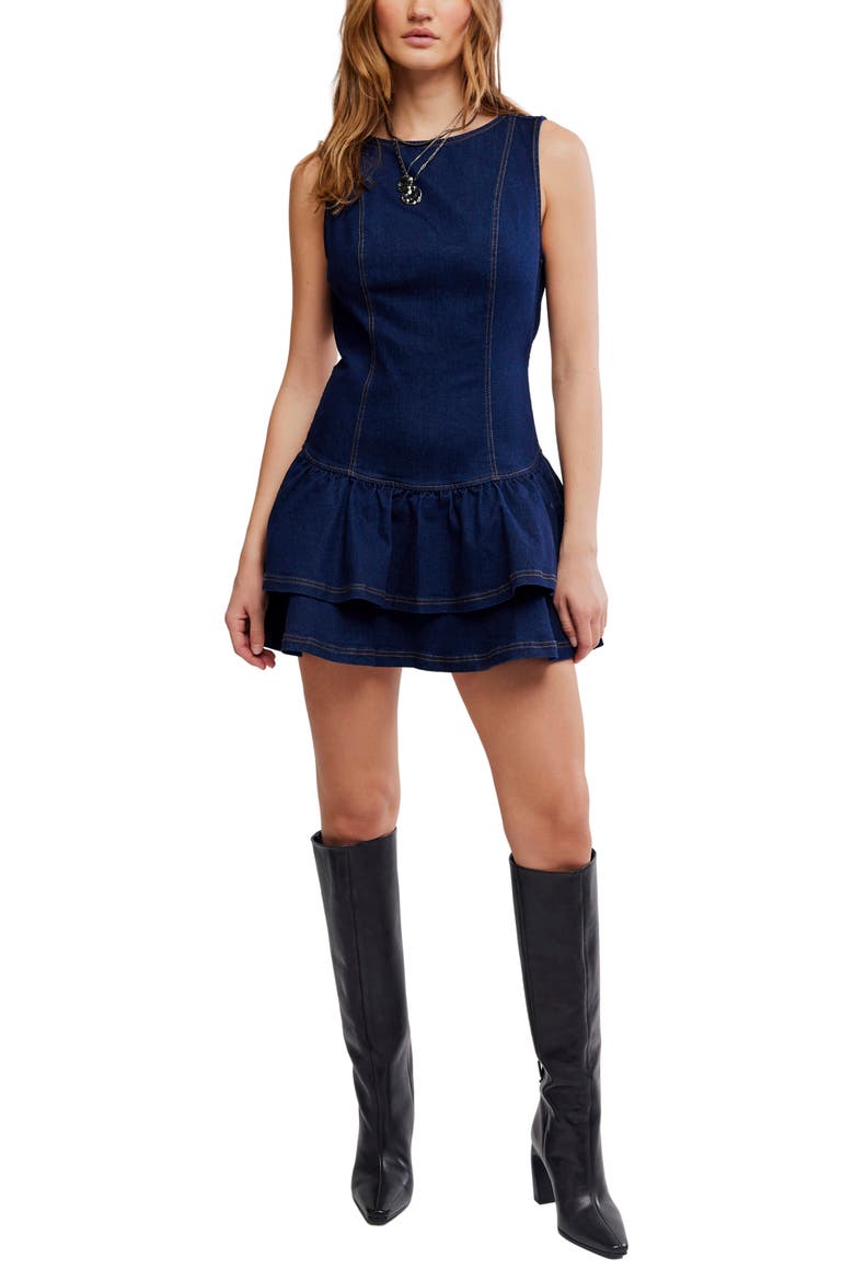 Slow Burn Denim Minidress, Main, color, ULTRAMARINE WASH