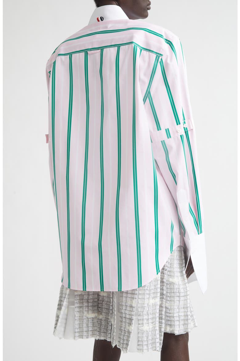 Repp Stripe Oversize Button Armband Cotton Poplin Button-Down Shirt, Alternate, color, LIGHT PINK