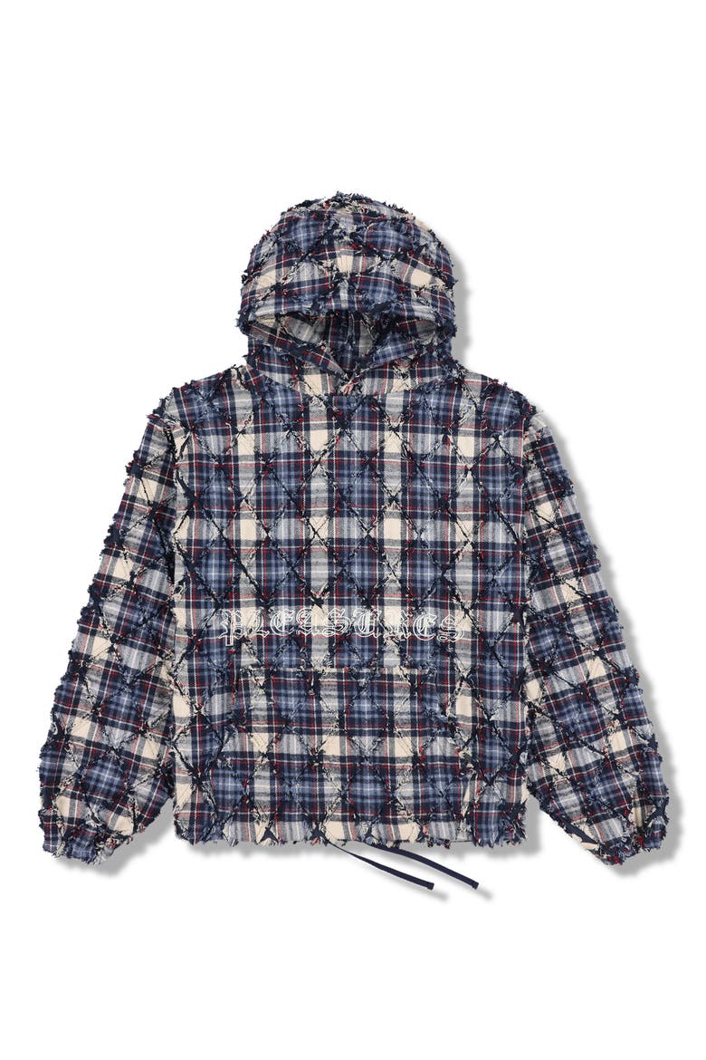 Mystic Flannel Poncho Hoodie, Alternate, color, NAVY