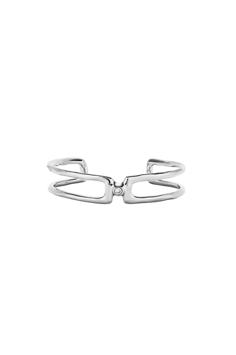 Double Topaz Layer Bangle, Main, color, Silver