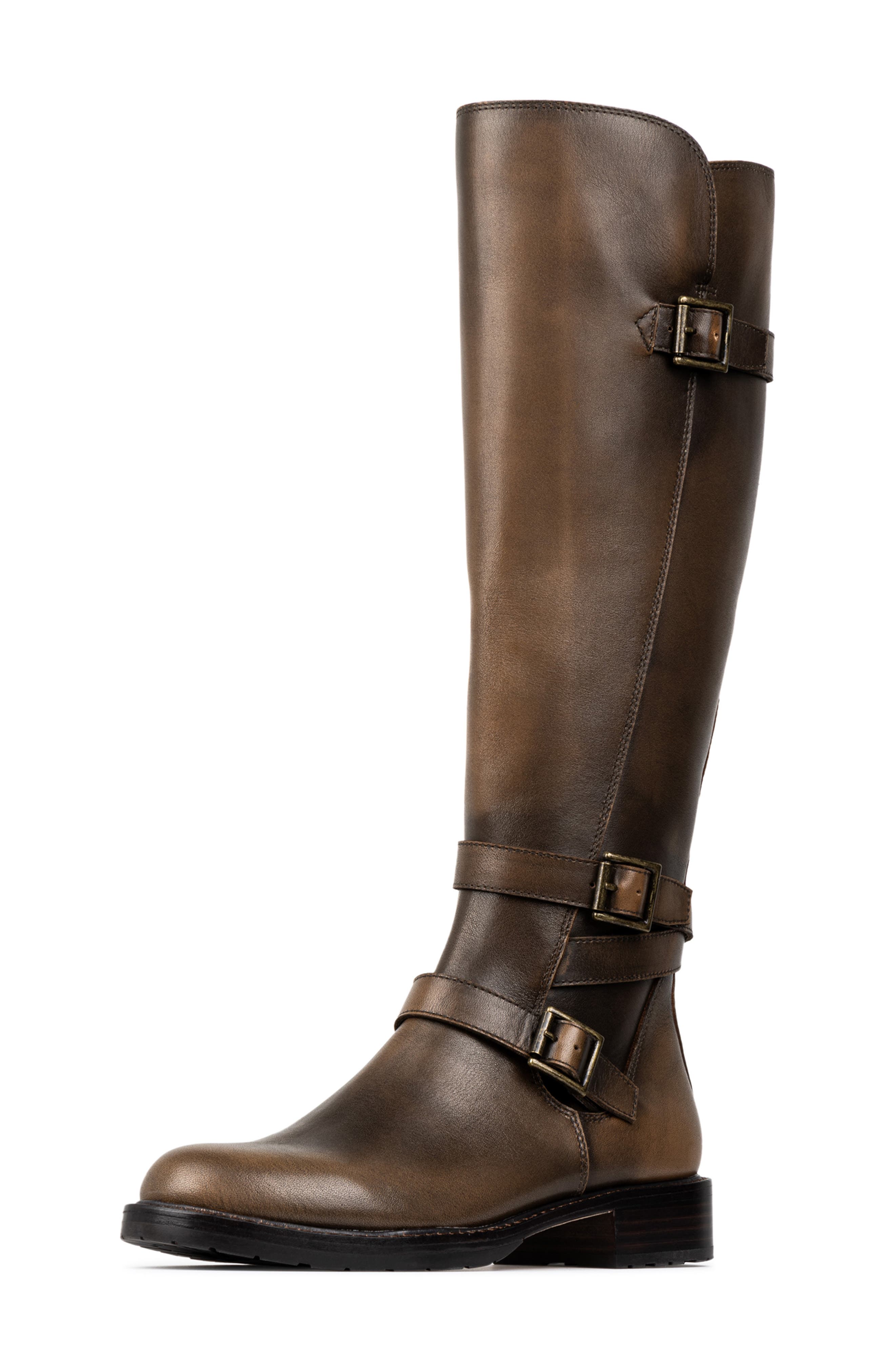 Donald Pliner Carlota Knee High Moto Boot, Alternate, color, Dark Brown
