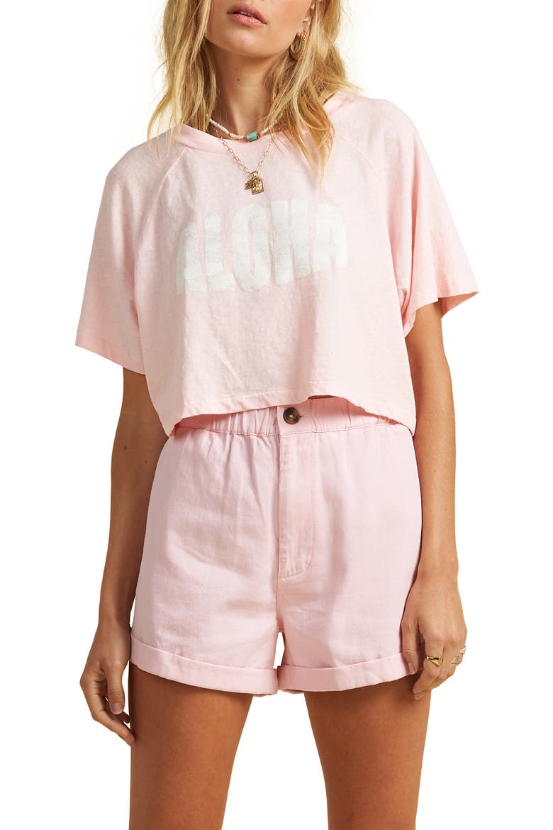 x The Salty Blonde Just Beachin' Crop Graphic Tee, Main, color, PRR-PRIMROSE