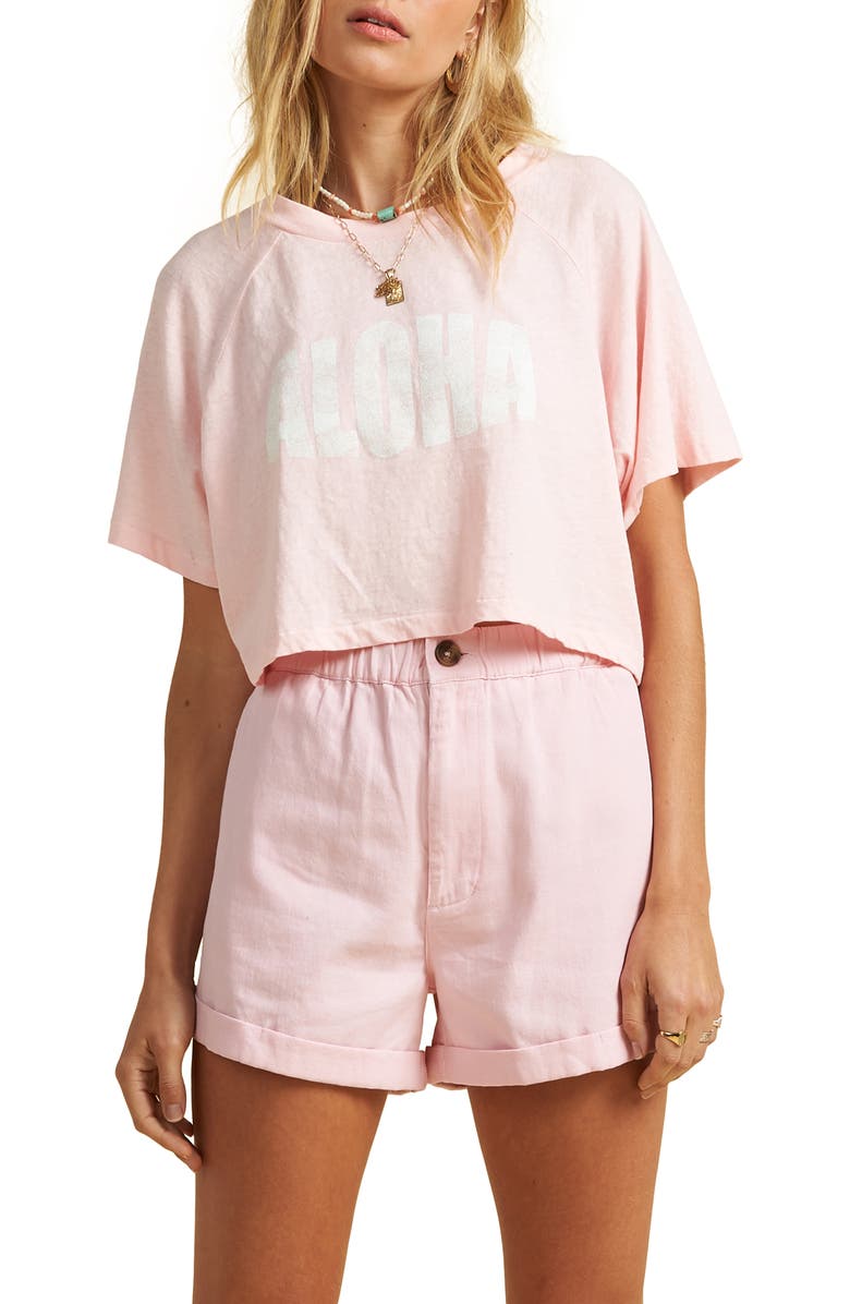 Billabong x The Salty Blonde Just Beachin' Crop Graphic Tee, Main, color, 