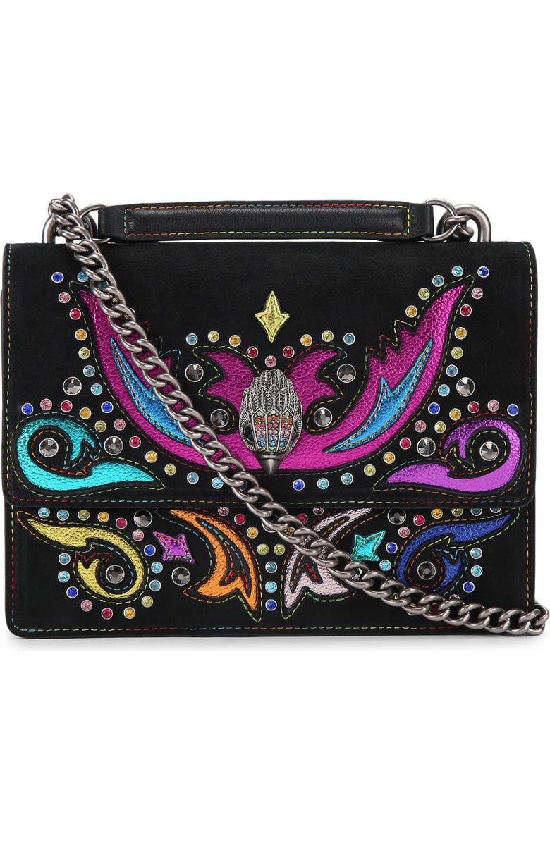 Kurt Geiger London Shoreditch Western Leather Crossbody Bag, Main, color, Charcoal