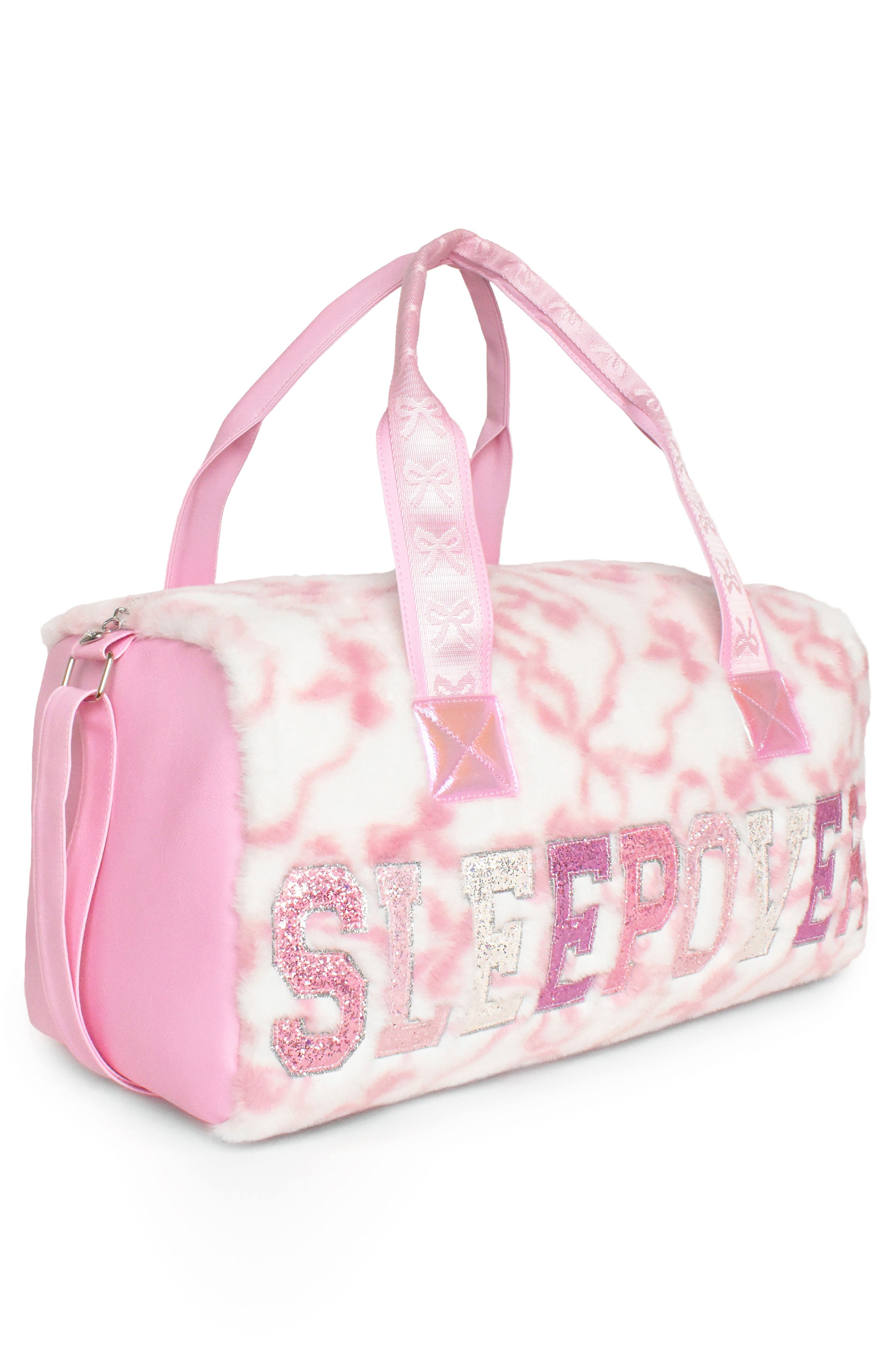 Kids' Sleepover Plush Faux Fur Duffle Bag, Alternate, color, COTTON CANDY