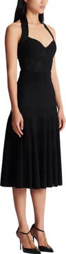 Balmain Halterneck pleated knit midi dress