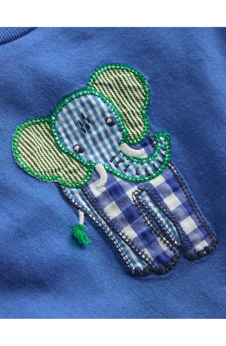 Mini Boden Logo Patch T-Shirt, Alternate, color, Blue Elephant Patchwork