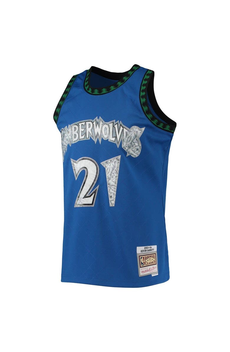 Mitchell & Ness Men's Mitchell & Ness Kevin Garnett Blue Minnesota Timberwolves 2003/04 Hardwood Classics NBA 75th Anniversary Diamond Swingman Jersey, Alternate, color,