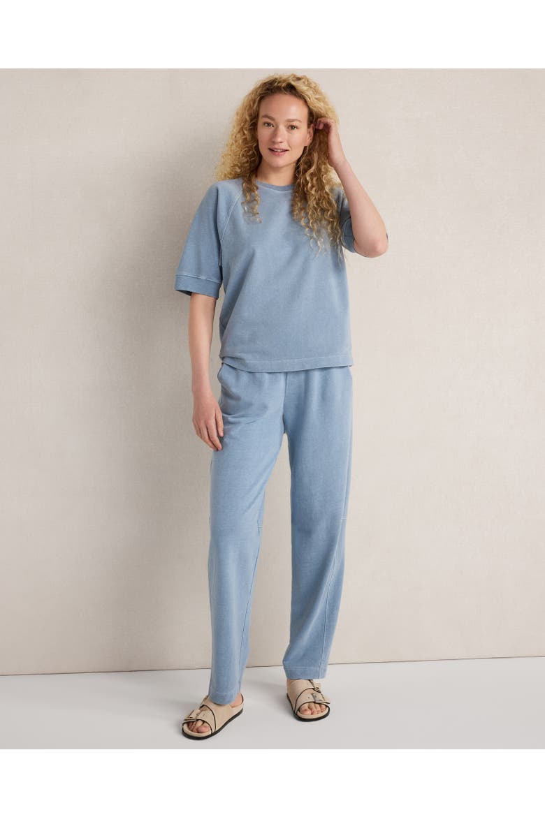 Organic Cotton Terry Barrel Leg Pants, Main, color, River Hthr