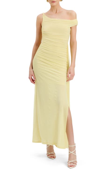 Layana Ruched Asymmetric Gown