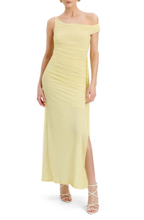 Bardot Layana Ruched Asymmetric Gown in Canary Yellow at Nordstrom, Size Small
