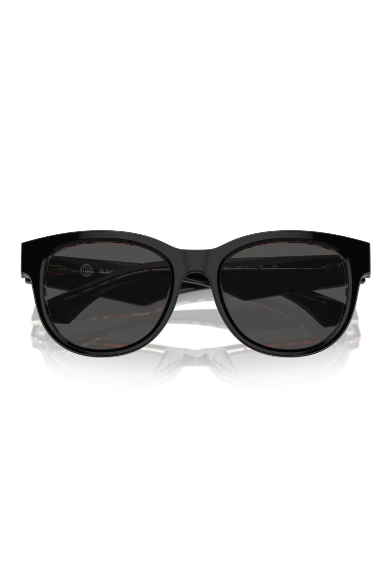 54mm Round Sunglasses, Alternate, color, SHINY BLACK