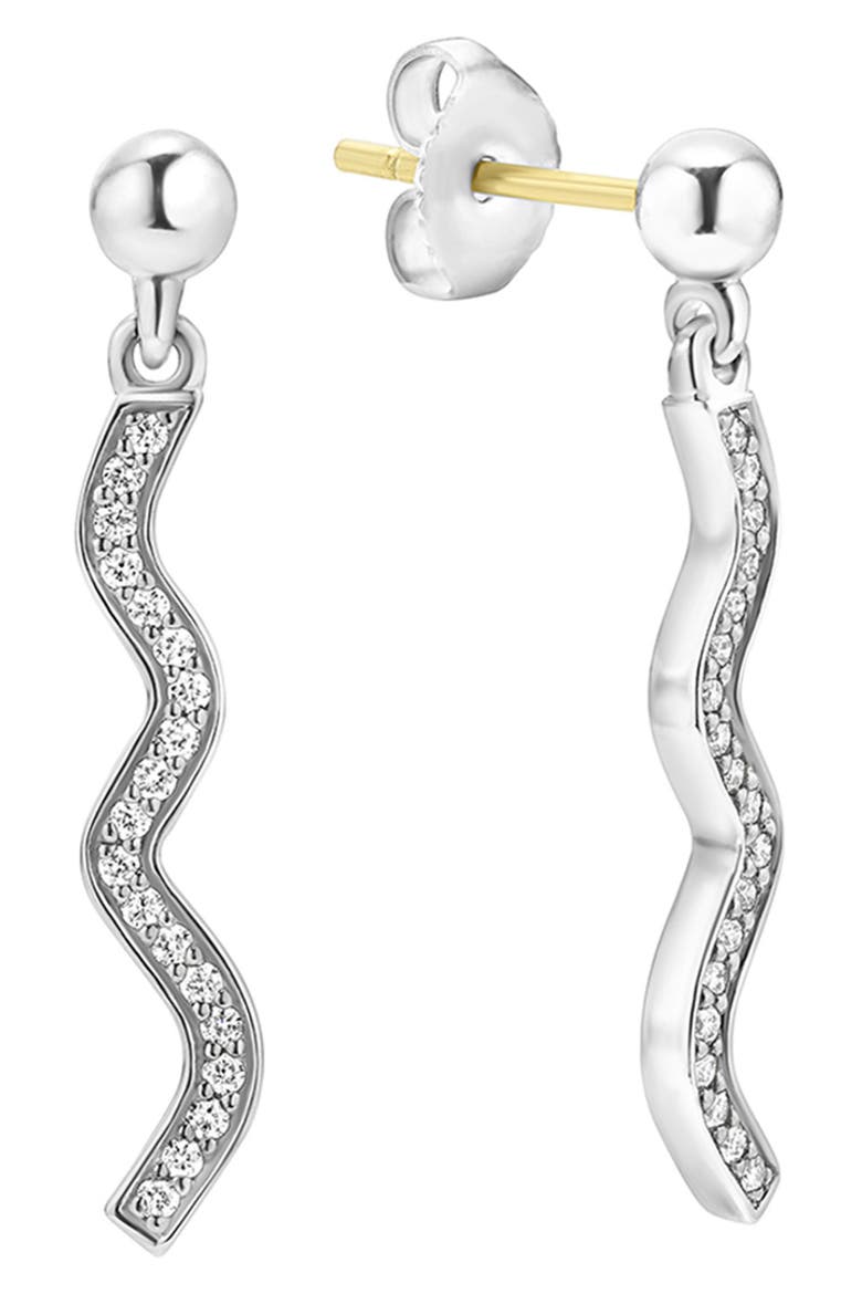 Caviar Spark Diamond Wave Drop Earrings, Alternate, color, SILVER