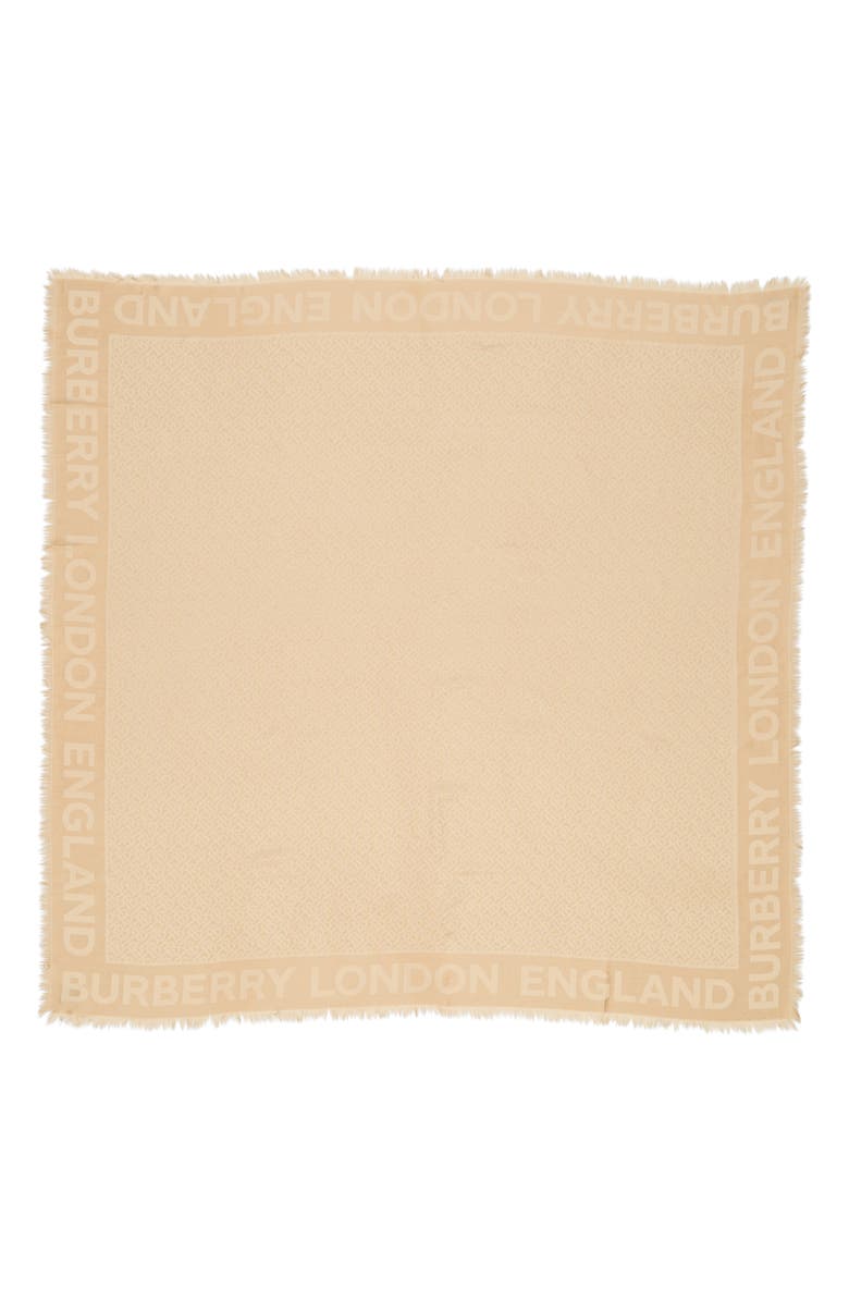 Burberry Monogram Jacquard Silk & Wool Scarf, Main, color, 