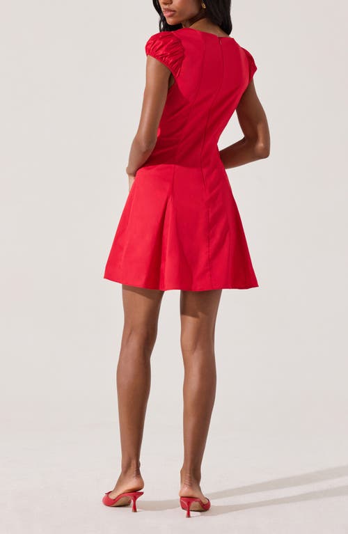 Astr The Label Poplin Fit & Flare Dress In Red