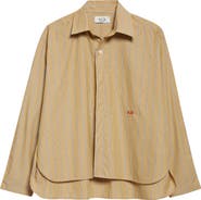 KÚR Circle Detail Stripe Organic Cotton Button-Up Shirt