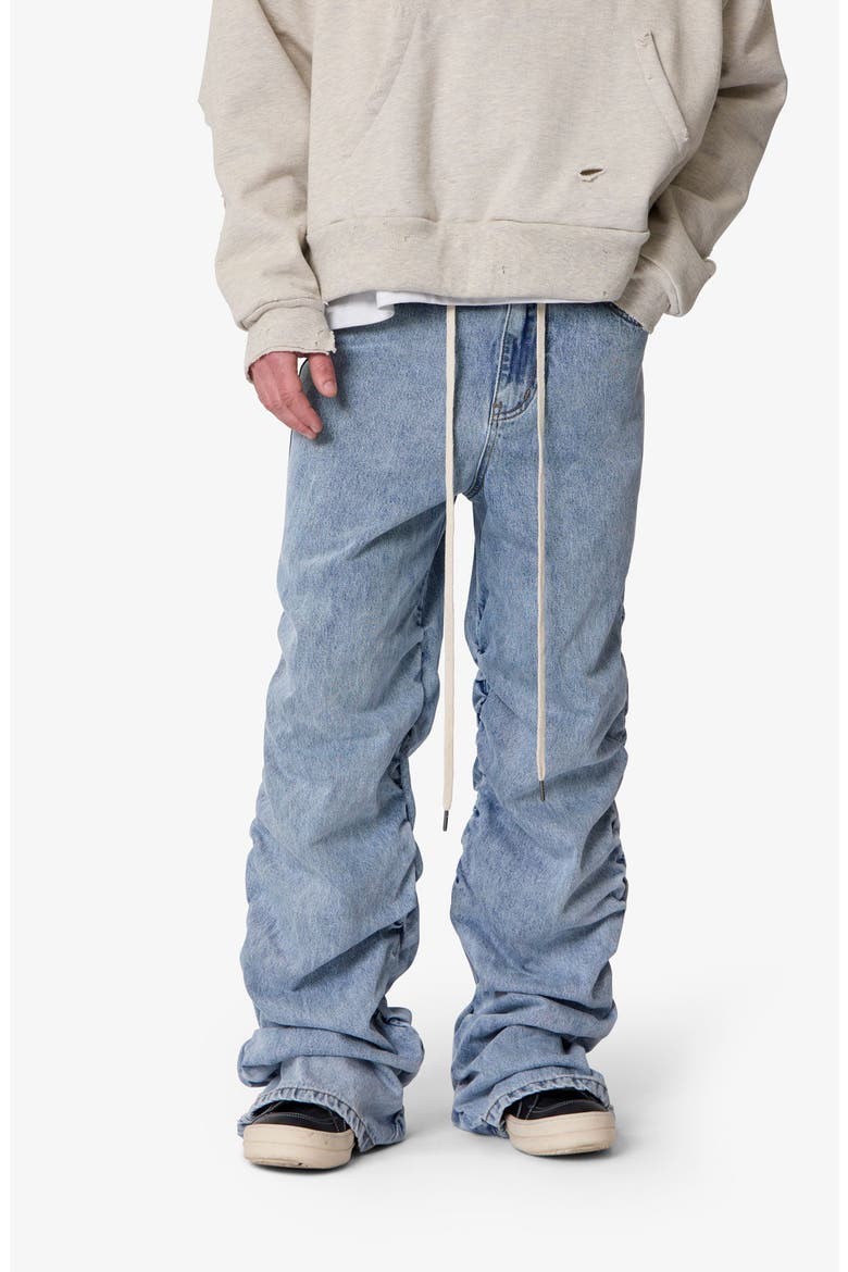 Ruched Denim Wide Leg Jeans, Alternate, color, LIGHT BLUE