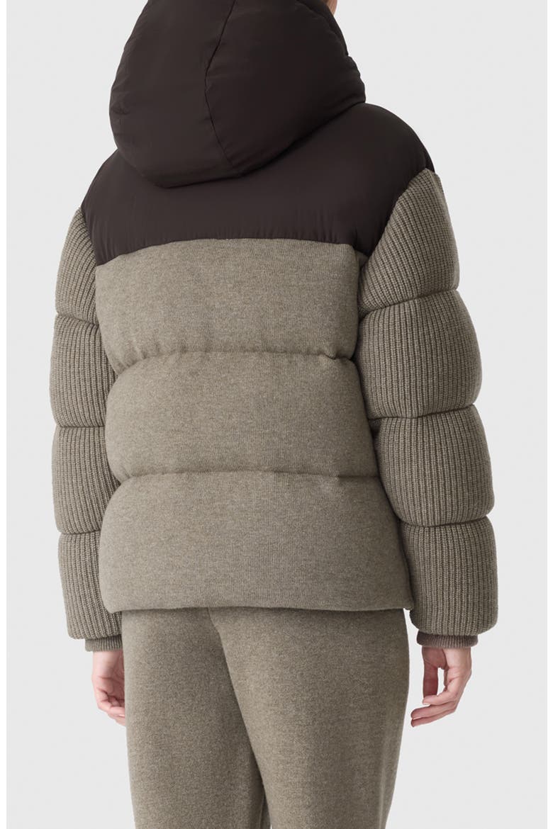 Greer Mixed Media Wool & Cashmere Blend Hooded Down Jacket, Alternate, color, COFFEE