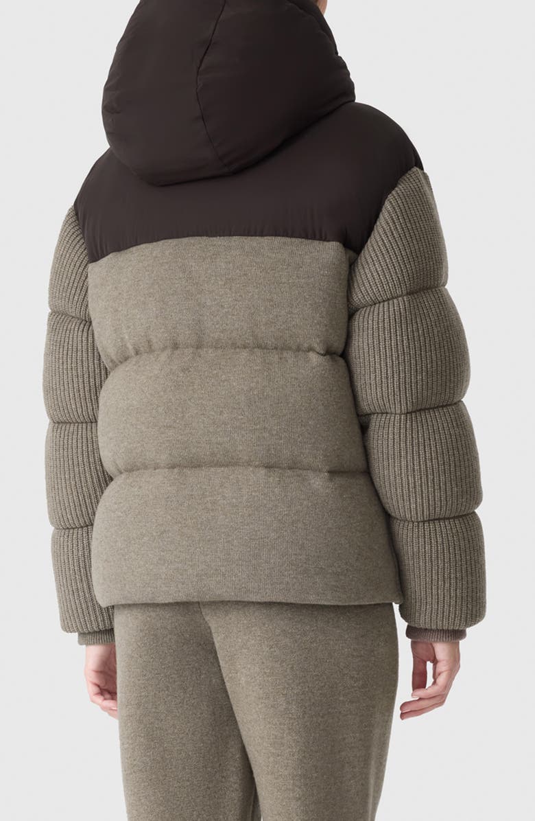 Mackage Greer Mixed Media Wool & Cashmere Blend Hooded Down Jacket, Alternate, color, Coffee