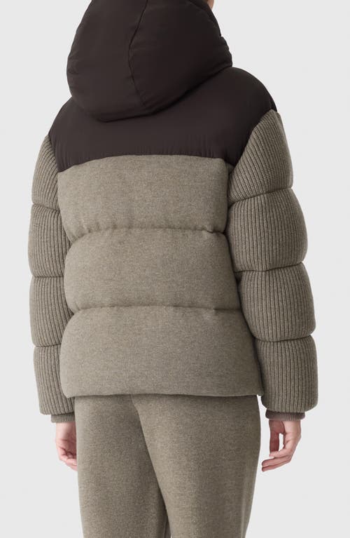 Mackage Greer Mixed Media Wool & Cashmere Blend Hooded Down Jacket In Gray