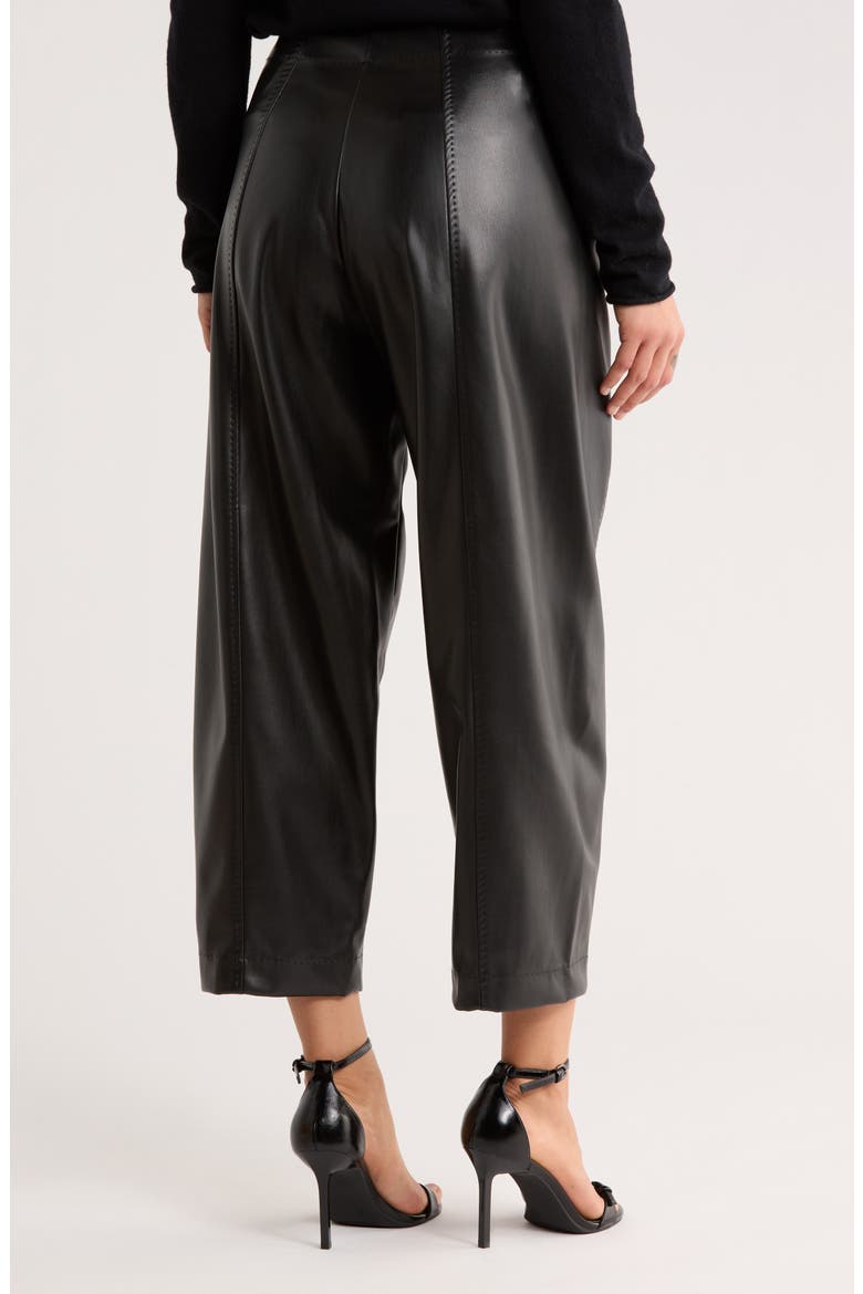 Faux Leather Barrel Pants, Alternate, color, BLACK