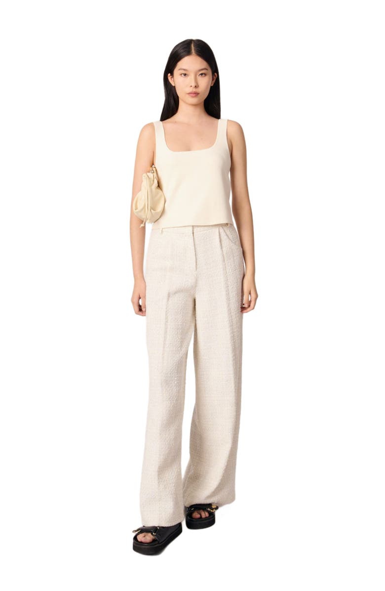 maje Wide-leg tweed trousers, Main, color, 