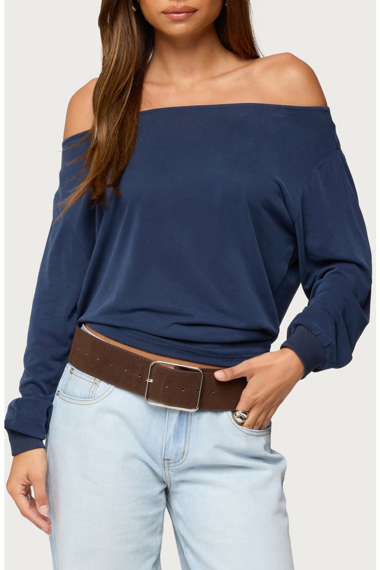 Nannie Off the Shoulder Top, Main, color, NAVY