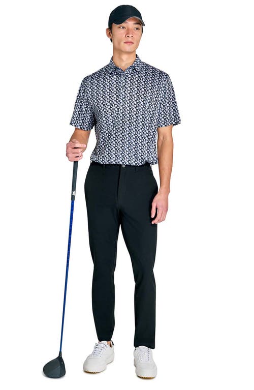 Construct Tropical Flower Polo In Black/white