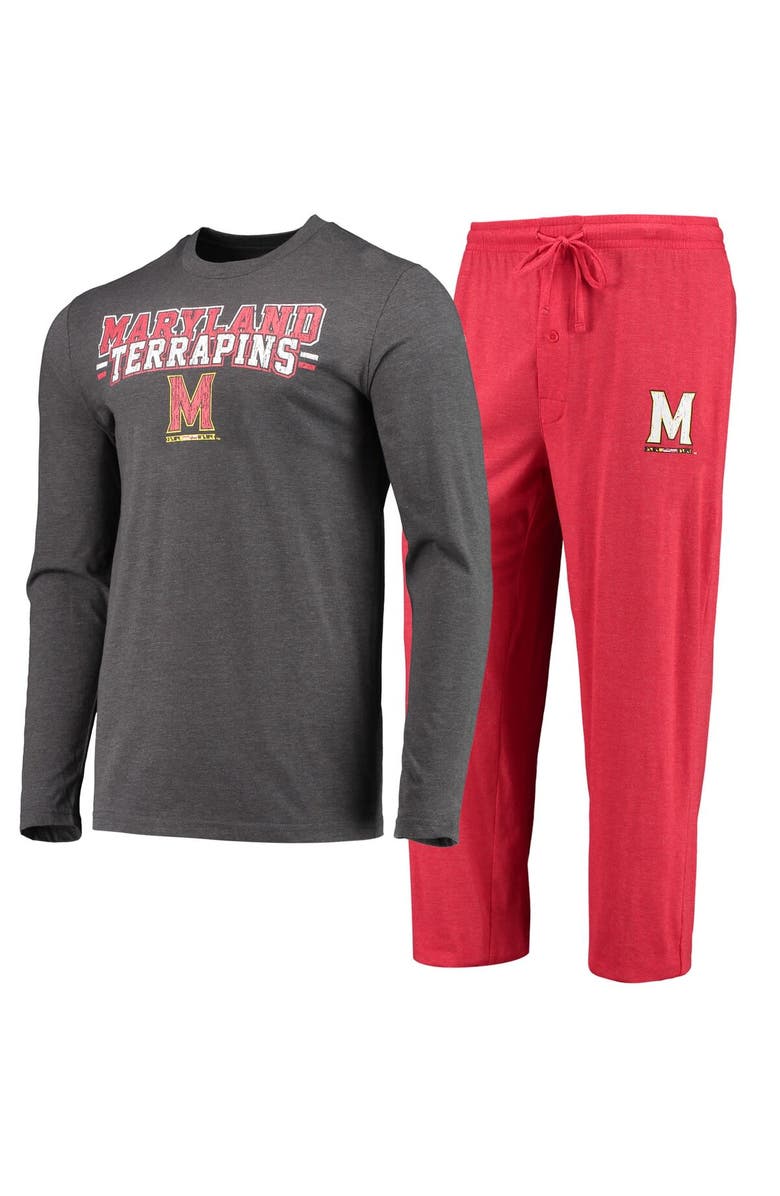 CONCEPTS SPORT Men's Concepts Sport Red/Heathered Charcoal Maryland Terrapins Meter Long Sleeve T-Shirt & Pants Sleep Set, Alternate, color, Red