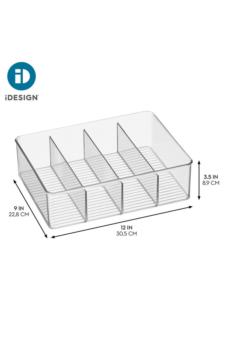 4-Section Storage Bin for Tea Bags, Sweeteners, and Spices in Pantry or Cabinet, Clear, Alternate, color, Clear