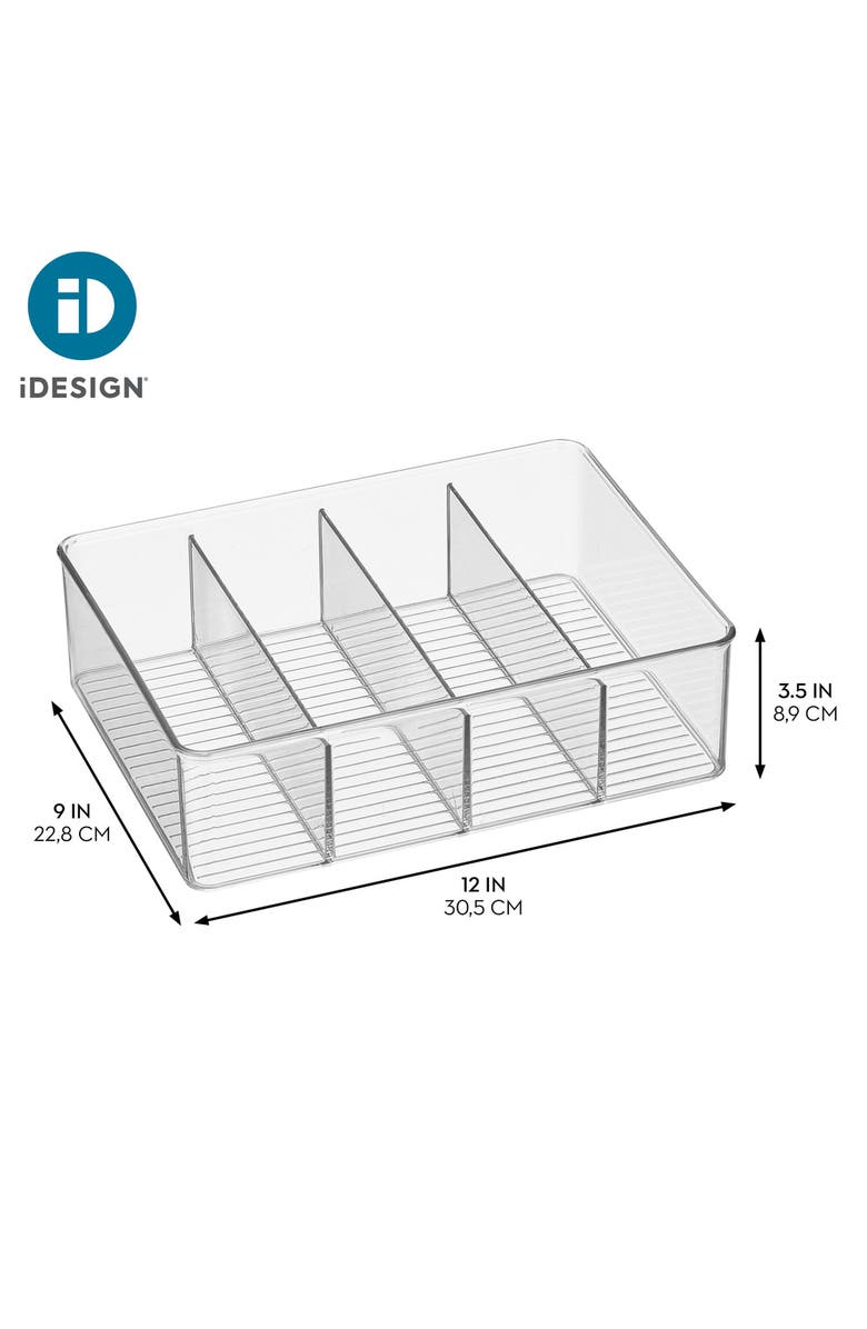 iDesign 4-Section Storage Bin for Tea Bags, Sweeteners, and Spices in Pantry or Cabinet, Clear, Alternate, color, Clear