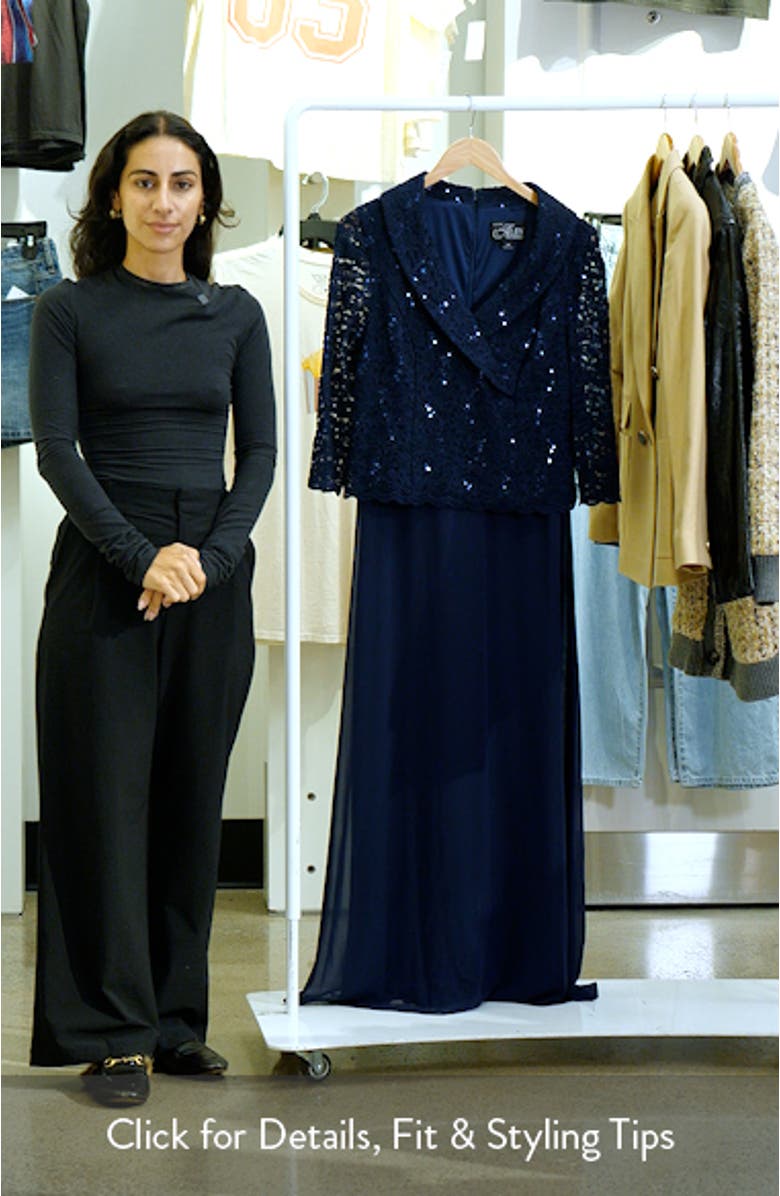 Sequin Lace & Chiffon Cocktail Dress, sales video thumbnail