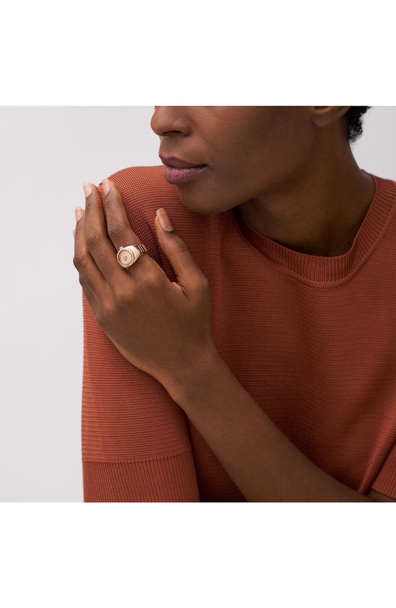 Fossil Glitz Crystal Ring Watch, 15mm, Alternate, color, Rose Gold