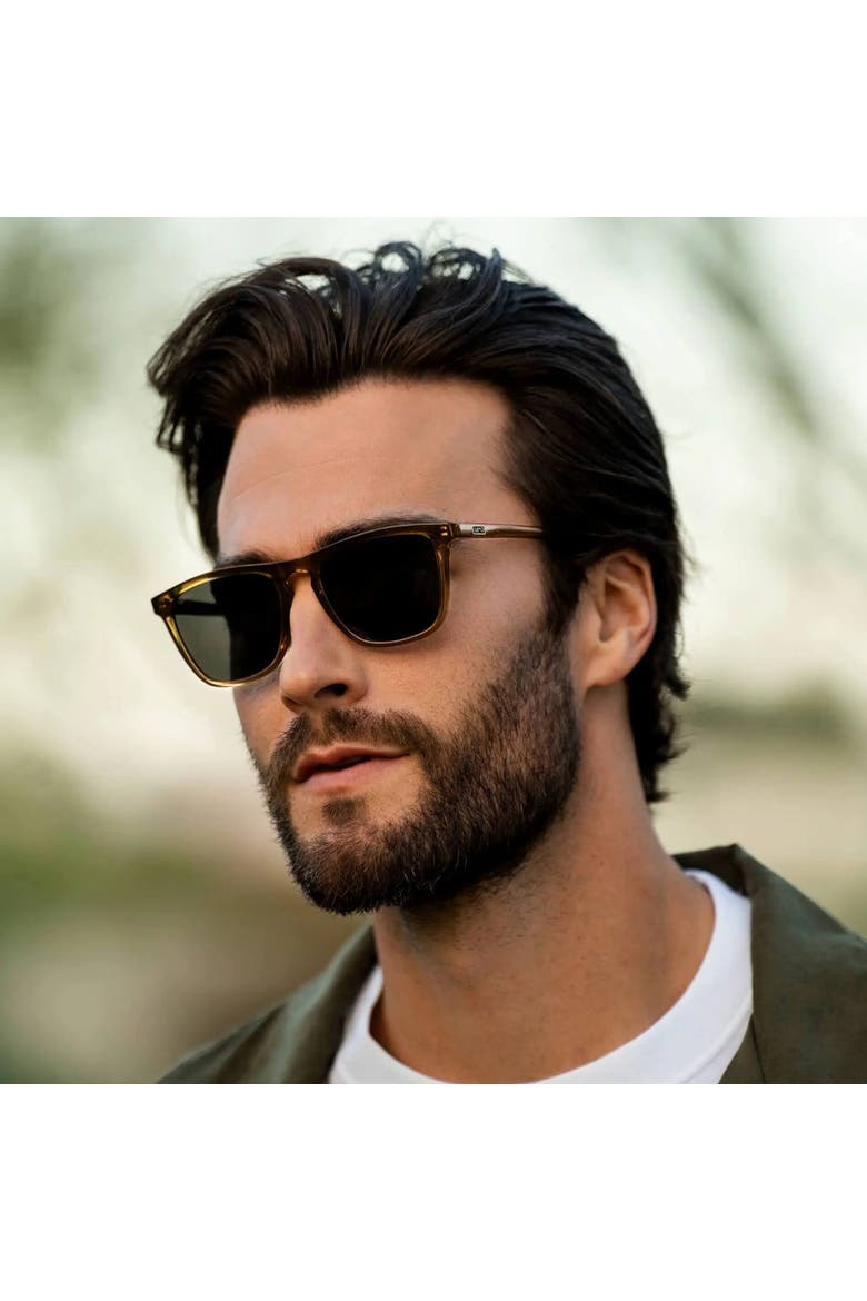 Wesley - 53mm Modern Rectangular Polarized Sunglasses, Alternate, color, Crystal Verde