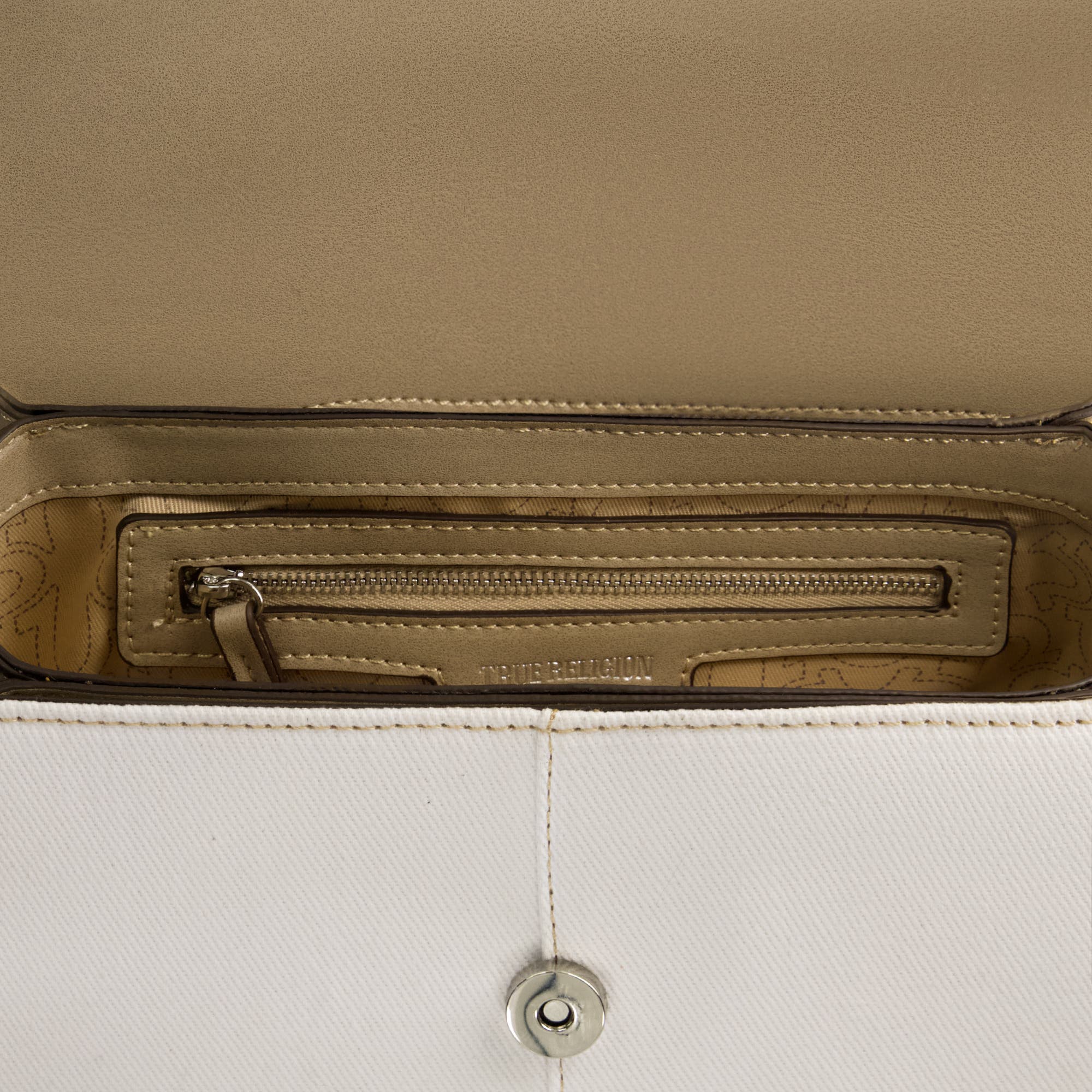 True Religion Denim Saddle Bag with Oversized Horseshoe Logo, Alternate, color, Taupe