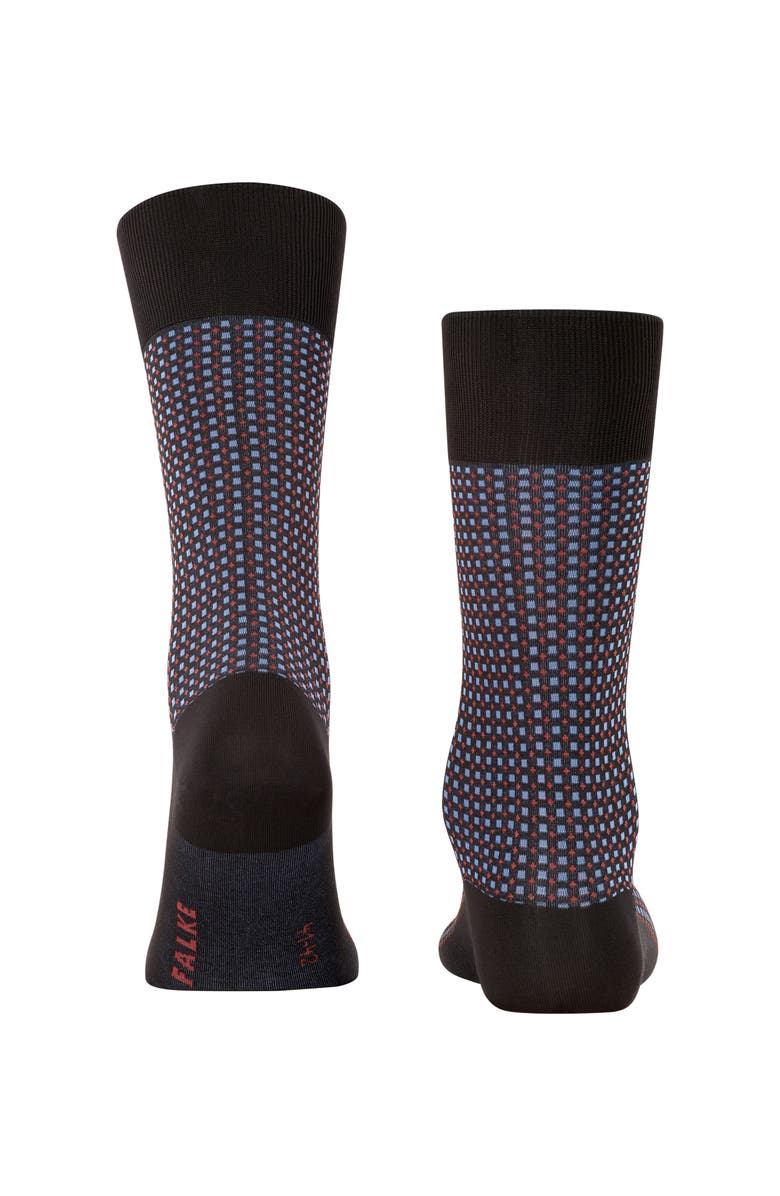 Falke Uptown Tie Patterned Dress Socks, Alternate, color, Black