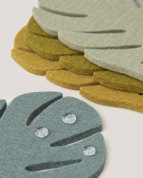 Graf & Lantz Graf Lantz Merino Wool Monstera Coaster Multi 4 Pack In Multi