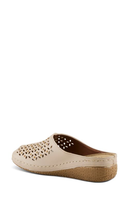Flexus By Spring Step Laser-cut Mule In Beige