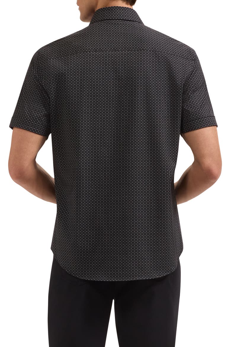 Miles OoohCotton® Geo Print Short Sleeve Button-Up Shirt, Alternate, color, BLACK