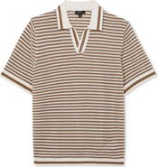 Reiss Carlford Stripe Pointelle Stitch Knit Polo