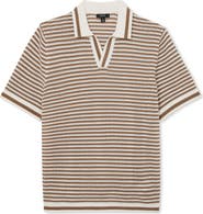 Reiss Carlford Stripe Pointelle Stitch Knit Polo