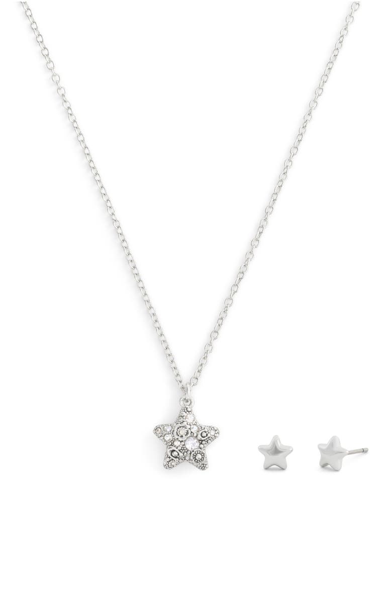 COACH Crystal Pavé Pendant Necklace & Earrings Set, Main, color, Crystal/ Rhodium