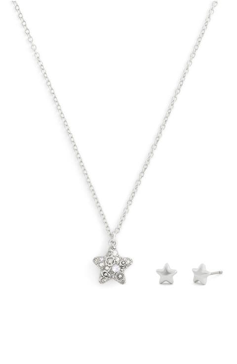 Crystal Pavé Pendant Necklace & Earrings Set