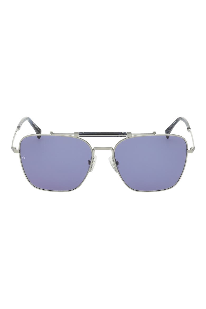 56mm Navigator Sunglasses, Main, color, SILVER / NAVY HORN / BLUE