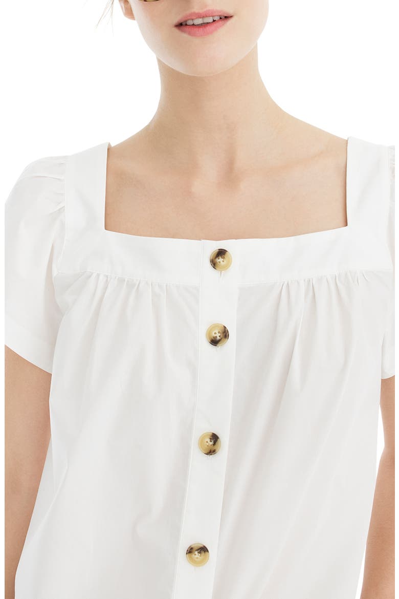 Point Sur Button Front Square Neck Cotton Poplin Top, Alternate, color, WHITE