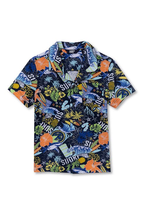 Boys Short Sleeve Slub Camp Shirt