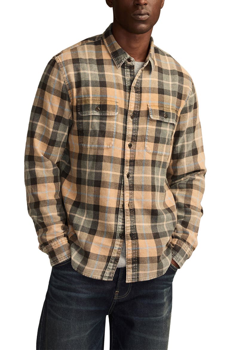 Acid Wash Cotton Flannel Shirt, Main, color, DIJON MULTI