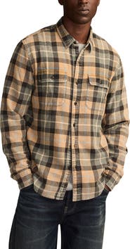 Lucky Brand Acid Wash Cotton Flannel Shirt